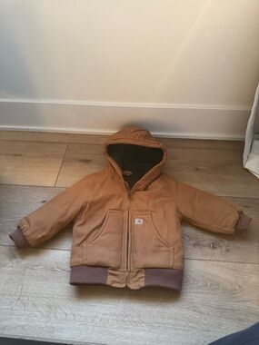 Carhartt Jacket Toddler 24 Months Brown Insulated Duck Canvas Hooded Rugged